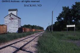 Great Northern Station Sign at Backoo, North Dakota, undated