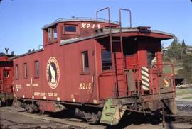 Great Northern Railway Caboose X-215  at Vancouver, Washington in 1971.