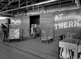 Great Northern Freight Car in the Freighthouse at Minot, North Dakota, undated