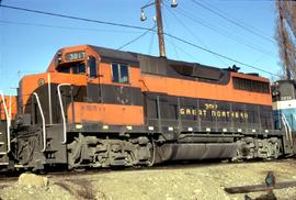 Great Northern Railway 3017 at Wenatchee, Washington in 1970.