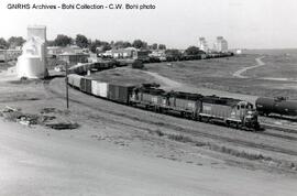 Burlington Northern Diesel Locomotives 2889, 2713 and 2730 at Sweet Grass, Montana, 1992