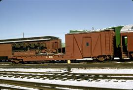 Great Northern Railway Outfit Car  X5701 at Laurel, Montana in 1973.