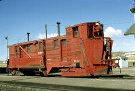 Great Northern Railway Snow Plow X1695 at Shelby, Montana in 1972.