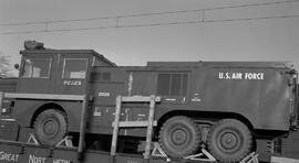 Great Northern Flat Car Carrying a United States Air Force Fire Truck in Washington State, undated