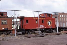 Great Northern Railway Caboose X527  at Great Falls Montana in 1974.