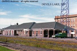 Great Northern Depot at Devils Lake, North Dakota, undated