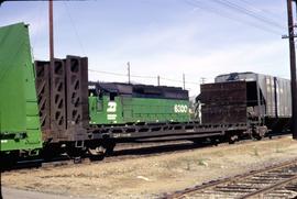 Great Northern Railway Flat car 10002 at Wenatchee, Washington in 1973.