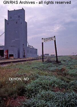 Great Northern Station Sign at Doyon, North Dakota, undated