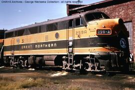 Great Northern Diesel Locomotive 259A at Superior, Wisconsin, 1966