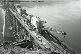 Great Northern Railway Crane on the Rock Island Bridge, Rock Island, Washington, 1968