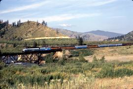 Great Nothern Railway Train Number  27 Western Star crossing the bridge at Dryden, Washington in ...