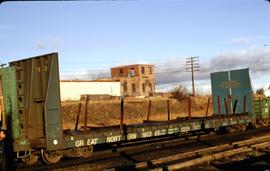 Great Northern Railway Flat car 160365 at Spokane, Washington in 1970.