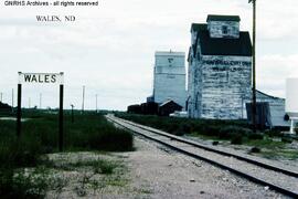 Great Northern Station Sign at Wales, North Dakota, undated