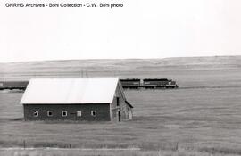 Burlington Northern Diesel locomotive near Plentywood, Montana, 1993