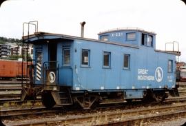 Great Northern Railway Caboose X-231  at Seattle, Washington in 1969.