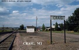 Great Northern Station Sign at Craig, Montana, undated