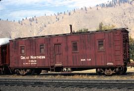 Great Northern Railway Outfit Car O3528 at Cashmere, Washington in 1970.