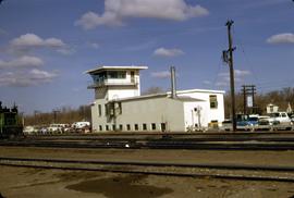 Great Northern Railway Yard office with control tower in 1973.