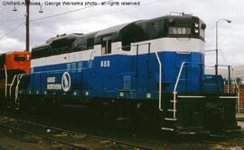 Great Northern Diesel Locomotive 688 at Wenatchee, Washington, 1968