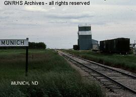 Great Northern Station Sign at Munich, North Dakota, undated