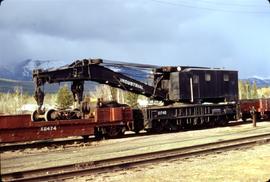 Great Northern Railway Diesel wrecking crane X1745 at Whitefish, Montana in 1972.