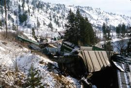 Great Northern Railway train wreck at Peshastin, Washington in December 1972.