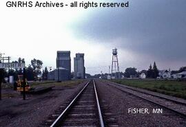 Great Northern Station Sign at Fisher, Minnesota, undated