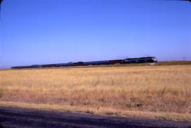 Great Northern Railway Train Number 32, Empire Builder, west of Cutbank, Montana with view of ent...