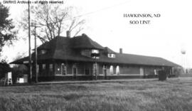 Great Northern Depot at Hawkinson, North Dakota, undated