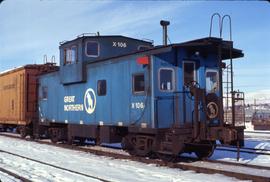 Great Northern Railway Caboose X-106 in Big Sky Blue color scheme.