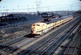 Great Northern Railway Number 507, Class E-7, and 2 cars at St Paul in 1954.