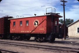 Great Northern Railway Caboose X419 at Glasgow, Montana in 1971.