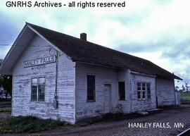 Great Northern Depot at Hanley Falls, Minnesota, undated