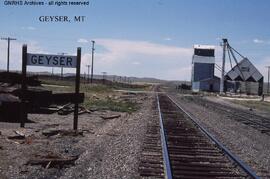 Great Northern Station Sign at Geyser, Montana, undated