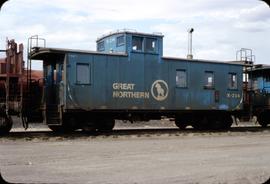 Great Northern Railway Caboose X-234  at Great Falls, Montana in 1971.