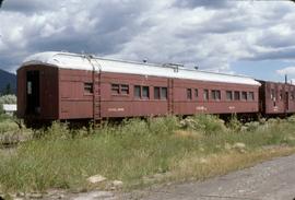 Great Northern Railway Outfit Car O3149 at Whitefish, Montana in 1977.