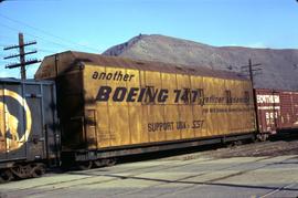 Great Northern Railway Flat car 60730 at Cashmere, Washington in 1974.