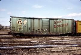 Great Northern Railway Box car 36616,  at Lincoln, Nebraska in 1969.