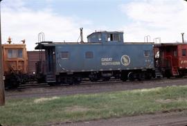 Great Northern Railway Caboose X-51 at Great Falls Montana in 1971.