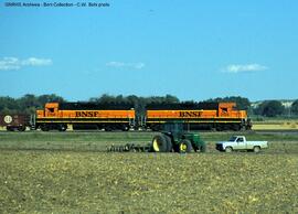 BNSF Diesel Locomotives 2124 and 2156 at Fairview, Montana, undated