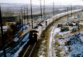 Great Northern Railway Train 31 Empire Builder leaving Wenatchee, Washington in 1970.