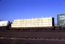 Great Northern Railway Flat car 66230 at Pasco, Washington in 1973.