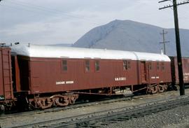 Great Northern Railway Outfit Car O3211 at Cashmere, Washington in 1970.