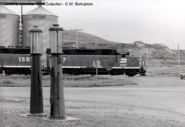 Burlington Northern Diesel locomotive 1527 at Redstone, Montana, 1993