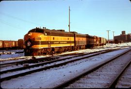 Great Northern Railway Train 405 in Union Yard, Minneapolis, Minnesota in 1966.