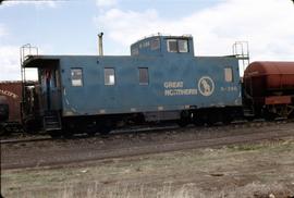Great Northern Railway Caboose X-286  at Great Falls, Montana in 1971.