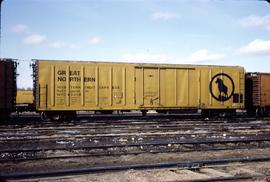 Great Northern Railway Refrigerator car 8208 at Lincoln, Nebraska in 1969.