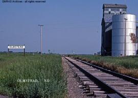 Great Northern Station Sign at Olmstead, North Dakota, undated