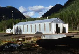 Great Northern Railway Two-stall shop building at Essex, Montana in 1977.