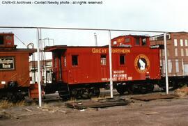 Great Northern Caboose X527 at Great Falls, Montana, 1974